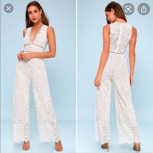 Lulus Amora White Lace Jumpsuit sz. M